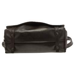Bottega Veneta Brown Leather Intrecciato Messenger Bag