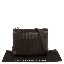 Bottega Veneta Brown Leather Intrecciato Messenger Bag