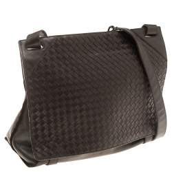 Bottega Veneta Brown Leather Intrecciato Messenger Bag