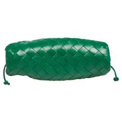 Pre Owned Bottega Veneta Green Intrecciato Leather  Mini The Pouch Shoulder Bag