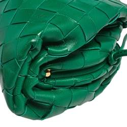 Pre Owned Bottega Veneta Green Intrecciato Leather  Mini The Pouch Shoulder Bag