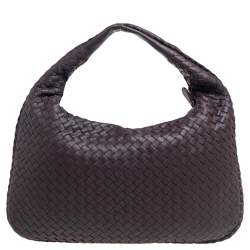 Pre Owned Bottega Veneta Brown Intrecciato Leather Small Veneta Hobo