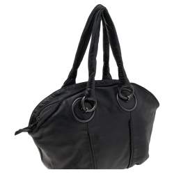 Pre Owned Bottega Veneta Black Lambskin Leather Satchel