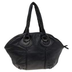 Pre Owned Bottega Veneta Black Lambskin Leather Satchel