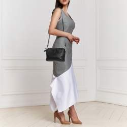 Pre Owned Bottega Veneta Black Intrecciato Leather Crossbody Bag