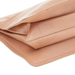 Pre Owned Bottega Veneta Beige Leather Oversized Clutch