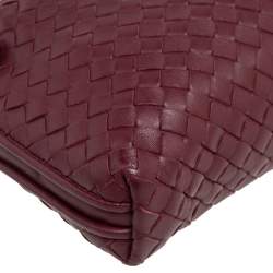 Pre Owned Bottega Veneta Burgundy Intrecciato Leather Nodini Crossbody Bag