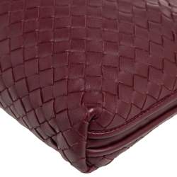 Pre Owned Bottega Veneta Burgundy Intrecciato Leather Nodini Crossbody Bag