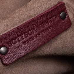Pre Owned Bottega Veneta Burgundy Intrecciato Leather Nodini Crossbody Bag