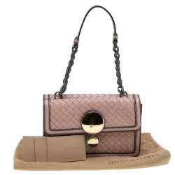 Pre Owned Bottega Veneta Pink Intrecciato Leather Sphere Top Handle Bag