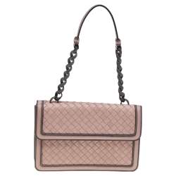 Pre Owned Bottega Veneta Pink Intrecciato Leather Sphere Top Handle Bag