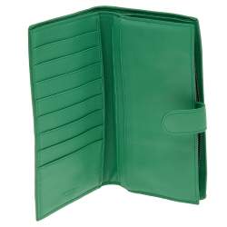 Bottega Veneta Green Intrecciato Leather Continental Wallet
