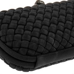 Pre Owned Bottega Veneta Black Intrecciato Fabric Stretch Knot Clutch