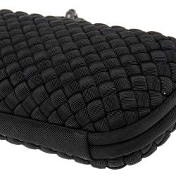 Pre Owned Bottega Veneta Black Intrecciato Fabric Stretch Knot Clutch