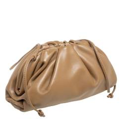 Pre Owned Bottega Veneta Tan Leather Mini The Pouch Bag
