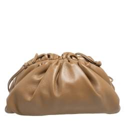 Pre Owned Bottega Veneta Tan Leather Mini The Pouch Bag