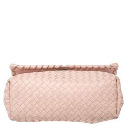 Pre Owned Bottega Veneta Light Pink Intrecciato Leather Small Olimpia Shoulder Bag