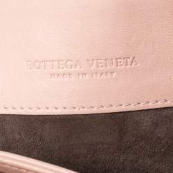 Pre Owned Bottega Veneta Light Pink Intrecciato Leather Small Olimpia Shoulder Bag