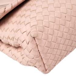 Pre Owned Bottega Veneta Light Pink Intrecciato Leather Small Olimpia Shoulder Bag