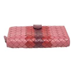 Pre Owned Bottega Veneta Tri Color Intrecciato Leather French Flap Wallet