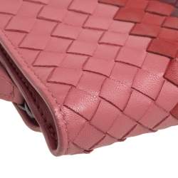 Pre Owned Bottega Veneta Tri Color Intrecciato Leather French Flap Wallet