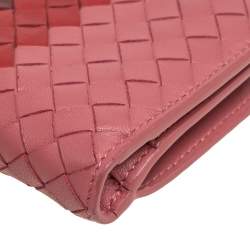 Pre Owned Bottega Veneta Tri Color Intrecciato Leather French Flap Wallet