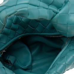 Pre Owned Bottega Veneta Turquoise Blue Intrecciato Leather Mini Jodie Hobo