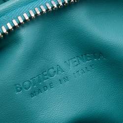 Pre Owned Bottega Veneta Turquoise Blue Intrecciato Leather Mini Jodie Hobo
