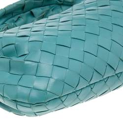 Pre Owned Bottega Veneta Turquoise Blue Intrecciato Leather Mini Jodie Hobo