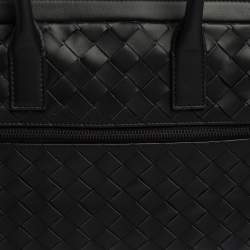 Pre Owned Bottega Veneta Black Intrecciato Leather Front Pocket Briefcase