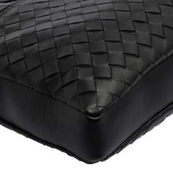 Pre Owned Bottega Veneta Black Intrecciato Leather Front Pocket Briefcase
