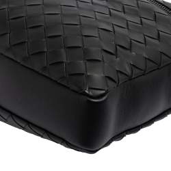 Pre Owned Bottega Veneta Black Intrecciato Leather Front Pocket Briefcase