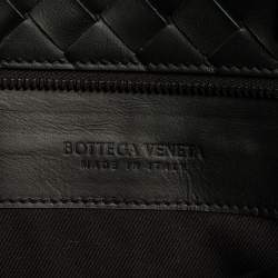 Pre Owned Bottega Veneta Black Intrecciato Leather Front Pocket Briefcase