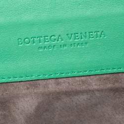 Pre Owned Bottega Veneta Green Leather Double Flap Shoulder Bag