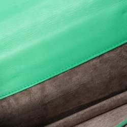 Pre Owned Bottega Veneta Green Leather Double Flap Shoulder Bag
