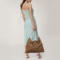 Pre Owned Bottega Veneta Brown Intrecciato Leather Large Convertible Tote