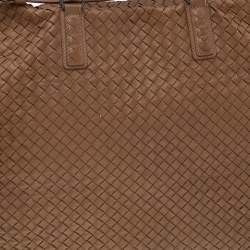 Pre Owned Bottega Veneta Brown Intrecciato Leather Large Convertible Tote