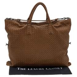Pre Owned Bottega Veneta Brown Intrecciato Leather Large Convertible Tote
