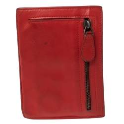 Bottega Veneta Red Intrecciato Leather Zip Card Holder
