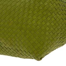 Pre Owned Bottega Veneta Green Intrecciato Leather Tote