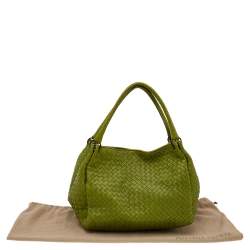 Pre Owned Bottega Veneta Green Intrecciato Leather Tote