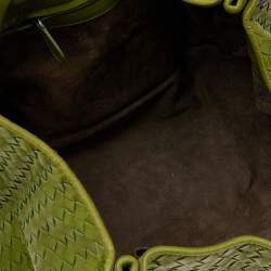 Pre Owned Bottega Veneta Green Intrecciato Leather Tote