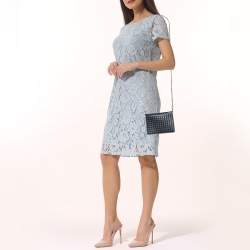 Pre Owned Bottega Veneta Black Intrecciato Leather Chain Crossbody Bag