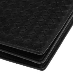 Pre Owned Bottega Veneta Black Intrecciato Leather Chain Crossbody Bag