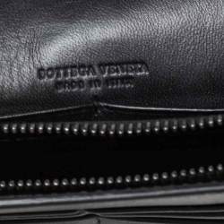 Pre Owned Bottega Veneta Black Intrecciato Leather Chain Crossbody Bag