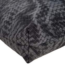 Pre Owned Bottega Veneta Grey Intrecciolusion Nylon Medium Tote