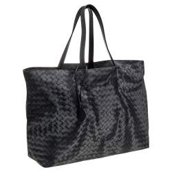 Pre Owned Bottega Veneta Grey Intrecciolusion Nylon Medium Tote