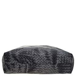Pre Owned Bottega Veneta Grey Intrecciolusion Nylon Medium Tote