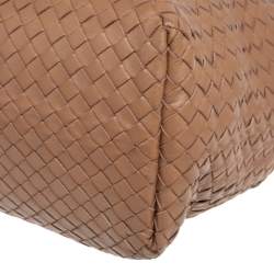 Pre Owned Bottega Veneta Camel Intrecciato Leather Garda Tote