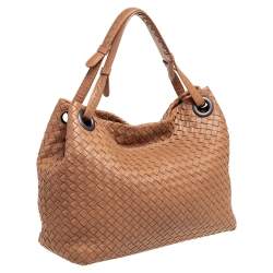 Pre Owned Bottega Veneta Camel Intrecciato Leather Garda Tote